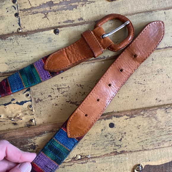 VINTAGE BELT BOHO PATCHWORK WESTERN LEATHER BELT SOUTHWEST STYLE UNISEX 36 main image 9